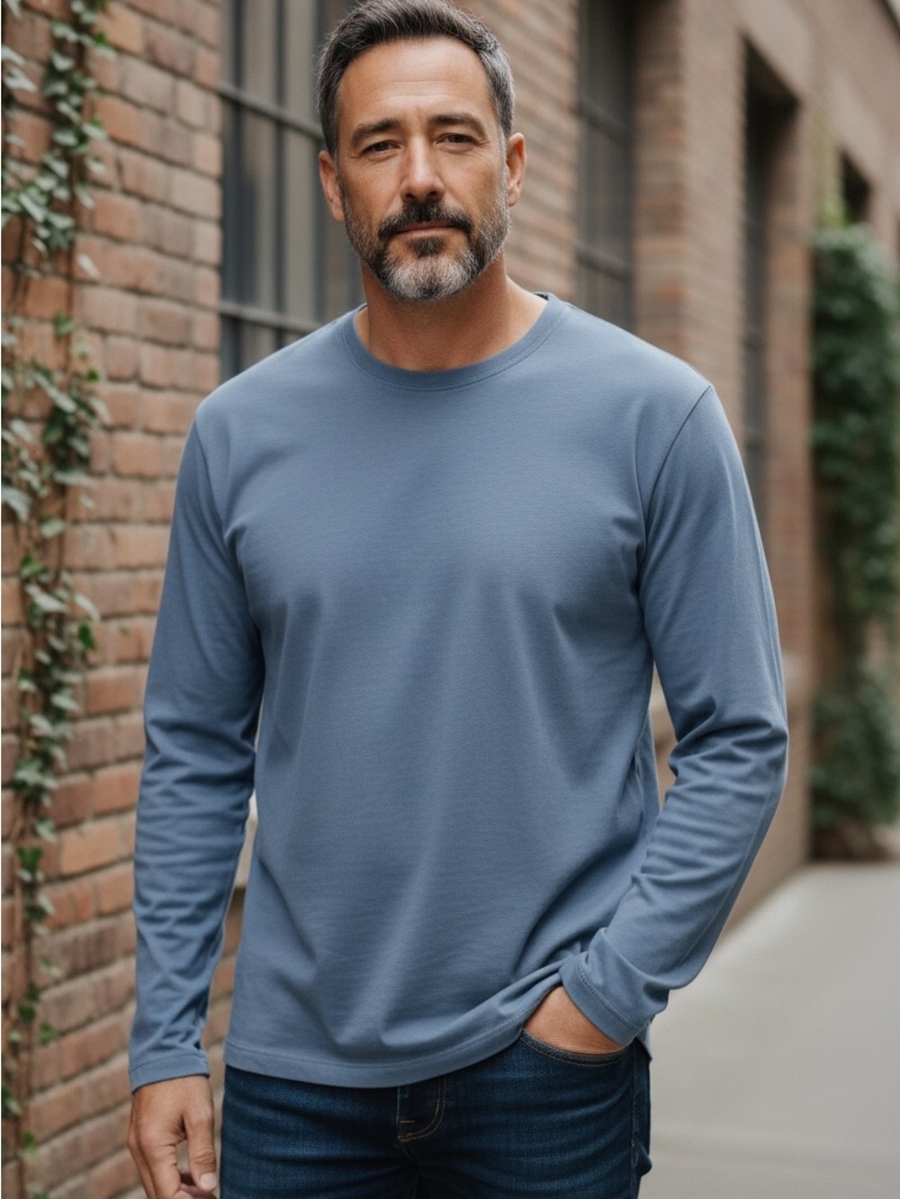 James Perse Light Blue Long Sleeve Crewneck Tee